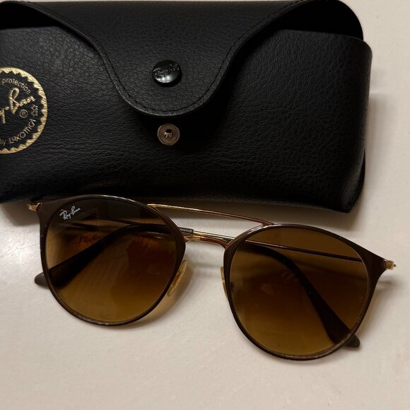 Ray Ban RB3546 Round Metal Frame Sunglasses - Brown Frame, Brown Gradient Lenses main image 4